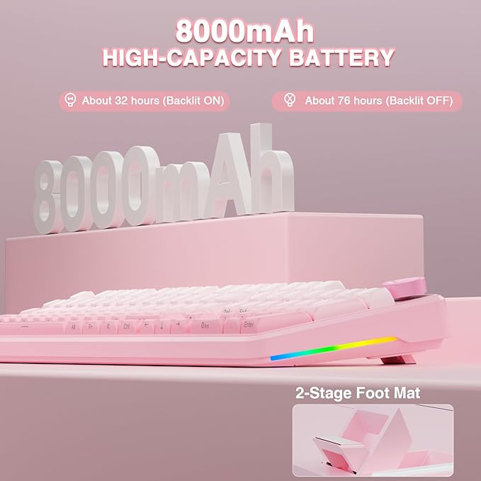 AULA F108 PRO - Wireless Mechanical Keyboard with Screen & Knob,Full Size Keyboard with 8000mAh Battery,Pre-lubed Switches,Side Printed PBT Keycaps,RGB Backlit Hot Swappable Custom Gaming Keyboards