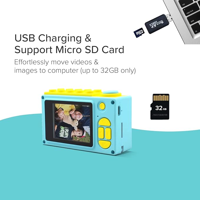 myFirst Camera 2 - Kids Action and Underwater Camera, 8MP 1080P HD Video, Webcam, for Toddler, Tripod Mount, MicroSD Card, Neck Lanyard, Christmas or Birthday Gift for Kids 3-12 (Blue)