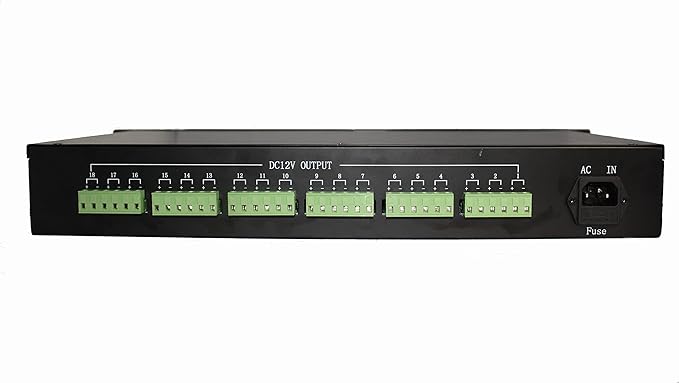 EVERSECU 17CH DC12V 20 Amp 1.5U/19 Rack Mount PTC Fuse CCTV Power Supply with Metal Box, AC Plug for Security Cameras, DVRs, IP Cameras, CCTV Cameras