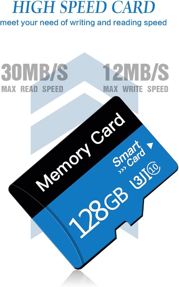 128 GB Micro Memory Card with Adapter, TF Card Class 10, high Speed sd Card for Camera/Smartphone/Tablet/Drone (Blue 128GB)