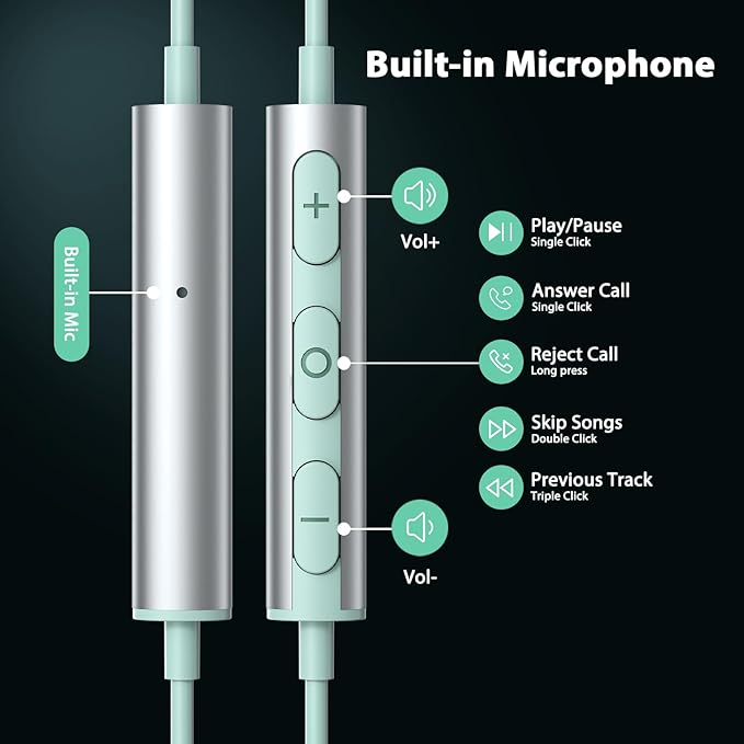 USB C Headphones for iPhone 17 Air 16e 16 Pro Max 15 Plus, Type C Headphone Wired Earbuds with Mic HiFi Magnetic Sport Earphone for iPad Pro Air Samsung Flip Fold 6 Galaxy S25 S24 S23 OnePlus 13 12 9