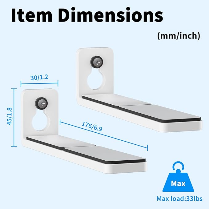 suptek Universal Soundbar Wall Mount Shelf – Wall Mount Bracket for Sony, Samsung, Vizio, LG, Sonos Sound Bars – Under TV Mounting, Space-Saving Design (SBR001GDLW)