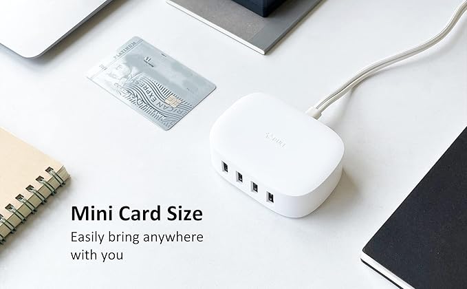 USB Charging Station 4 Port - BULL USB Charger Block Multiple, Wall Charger Cable White 6ft Charging Hub for Multiple Devices (ULlisted)