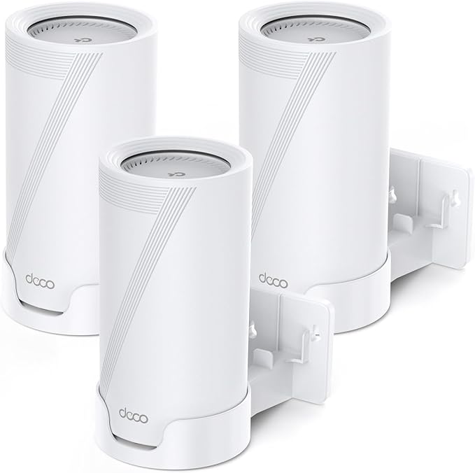 XLTTYWL Deco WiFi 7 Wall Mount Kit, Deco BE65-5G/BE67/BE75/BE85/BE95/BE17000/BE22000/BE33000 Router Mount Bracket &Cable Caddy for TP Decos 7 Tri-Band WiFi 7 Mesh System (White, 3 Pack)