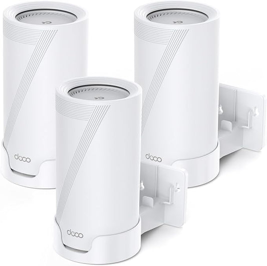 XLTTYWL Deco WiFi 7 Wall Mount Kit, Deco BE65-5G/BE67/BE75/BE85/BE95/BE17000/BE22000/BE33000 Router Mount Bracket &Cable Caddy for TP Decos 7 Tri-Band WiFi 7 Mesh System (White, 3 Pack)