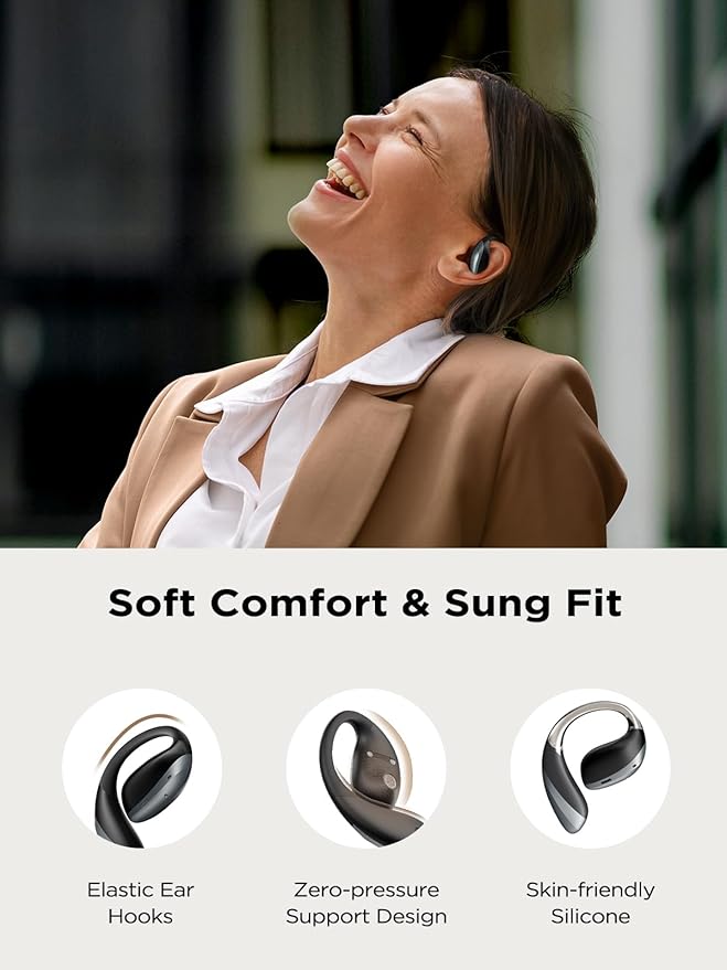 PSIER True Translation Earbuds Real Time Bluetooth 5.4 Open Ear Headphones, 134 Language Translator Earbuds with Mic Clear Call, Audifonos Traductores Inglés Español for Travel Meeting Learning, Black