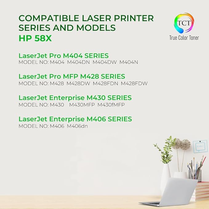TCT 58X Toner Cartridge 2 Pack - Compatible Replacement for HP 58X CF258X Black High Yield Works with HP Laserjet Pro M404 M428 Printers (10,000 Pages)