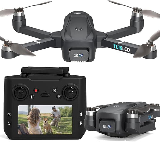 TL16LCD GPS 4K Drone with Camera Brushless Motor Auto Return SD Card Support RC Quadcopter Headless Mode Adjustable Speed Rechargeable Remote Controller