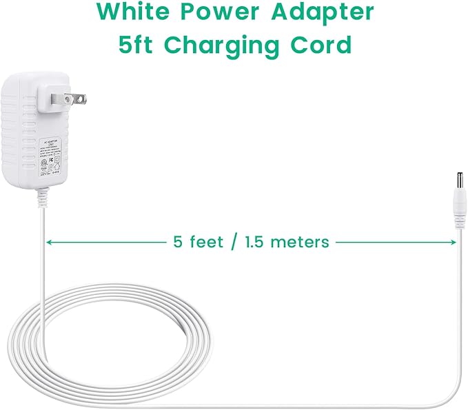 21W Power Cord Adapter for Echo Show 1st Gen., Echo 1st Gen., 2nd Generation - White Wall Charger Cable, 5ft