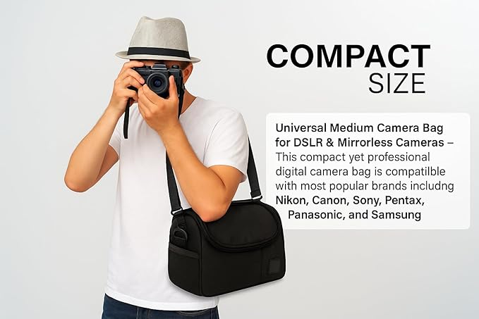 Acuvar Medium Soft Padded Camera Bag, Medium Camera Bag For Canon, Nikon, Olympus, Pentax, & Samsung Gadget Bag, Camera Accessory Case, Digital Camera Case, Soft Camera Case for Photographers & Gear