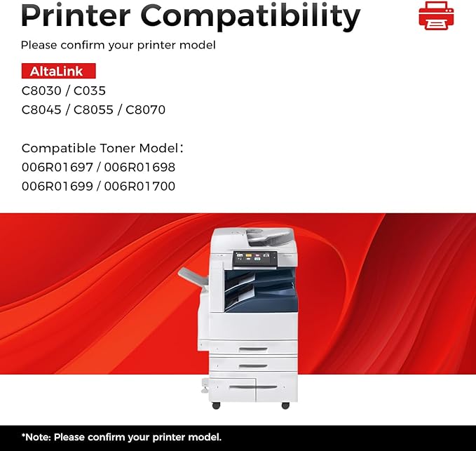 AltaLink C8030 C8035 C8045 Toner Cartridge Set 4-Pack Replacement for Xerox 006R01697 006R01698 006R01699 006R01700 Compatible for Xerox C8030 C8035 C8045 C8055 C8070 Printer Black Cyan Magenta Yellow