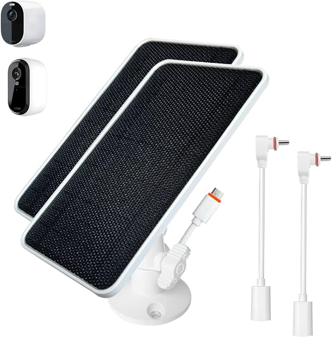 JJMASEE Solar Panel Charger for Arlo Essential/XL Spotlight Cam and Essential 2K/2K XL (2nd Gen), with 13FT Weatherproof Long Cable and 360° Adjustable Aluminium Alloy Mount(2 Pack)