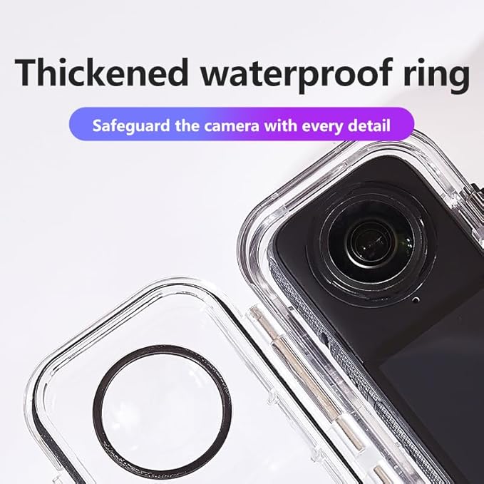 Waterproof Case/Invisible Dive Case for Insta 360 ONE X5,Supports 60M/196 FT Underwater Scuba Snorkeling Deep Diving with Bracket Accessories