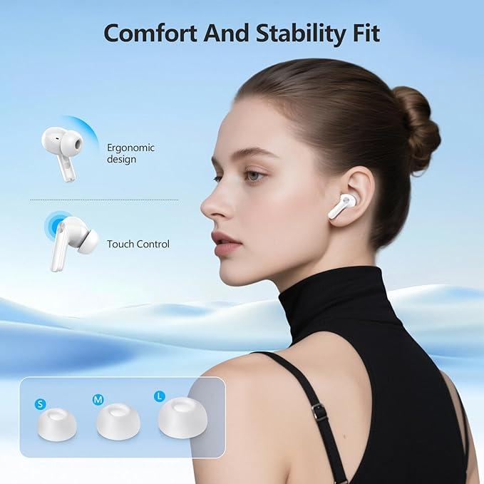 Wireless Earbuds, Bluetooth Earbuds with LED Power Display, Bluetooth 5.3 Headphones with Bass Stereo Sound 48Hours Playtime in Ear Ear Buds ENC Noise Cancelling Mic,IP7 Waterproof for Sports Workout