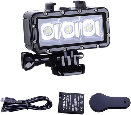 Suptig Diving Light - Waterproof Underwater Light for Gopro Hero 13/12/11/10/9/8/7/6/5/4/3/3+/Session/AKASO/DJI Osmo - 147ft (45m)