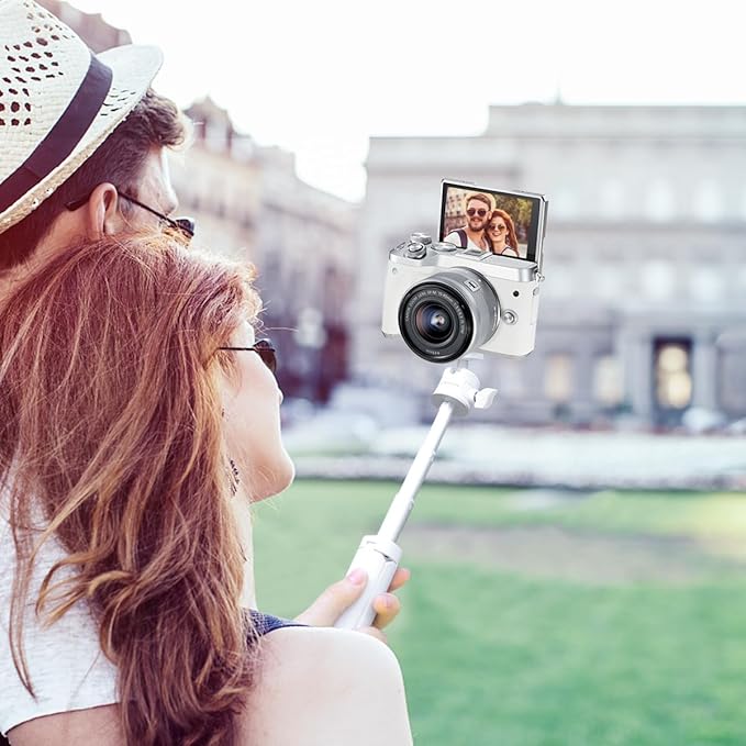 MT-08 White Mini Tripod for Camera,1/4" Screw Universal Portable Camera Tripod Compatible with DJI OSMO Pocket 3/OSMO 360/Insta360 x5/iPhone/Sony/Canon, Extendable Handheld Video Shooting Vlog Stand