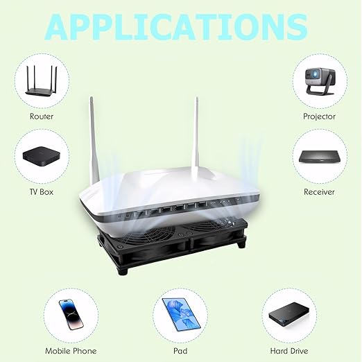 VTRETU Cooling Fan, Dual 120mm Fan for Router Rack DIY Audio Video Network Cabinet Server Cooling Project and Equipment Workstation Xbox PS5 Cooling Accessories 240 * 120 * 25mm