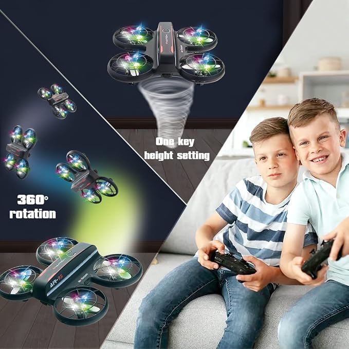 RC Drone with Altitude Hold and Headless Mode,Quadcopter with Blue&Green Light,Propeller Full Protect,2 Batteries and Remote Control,Easy to fly Kids Gifts Toys for Boys and Girls
