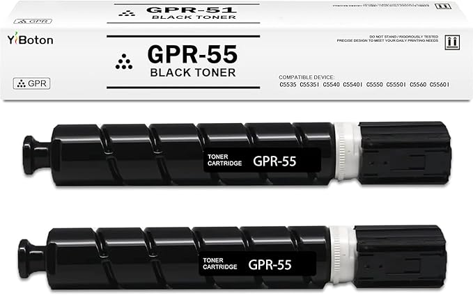 High Yield GPR-55 GPR55 0481C003AA Black Toner Cartridge for ImageRunner Advance C5535i C5540i C5550i C5560i Printer (2-Pack)