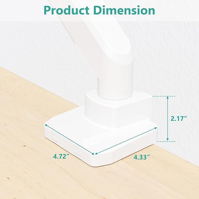 WALI Ultrawide Monitor Arm for 13 to 49 Inch Heavy Duty Curved Screens, Adjustable Gas Spring Single Monitor Desk Mount with 2 USB 3.0 Ports, Holds 33 lbs, 75x75/100x100 VESA, White (GSMU001-W)
