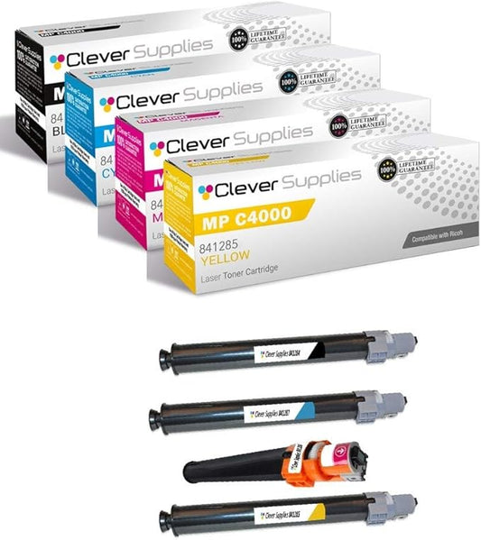 CS Replacement Toner Cartridge Compatible with Ricoh 841284 Black 841287 Cyan 841286 Magenta 841285 Yellow Lanier LD 645C 655C LD540C LD550C C4040 C5050 C9145 C9155 Toner Cartridge 4 Color Set