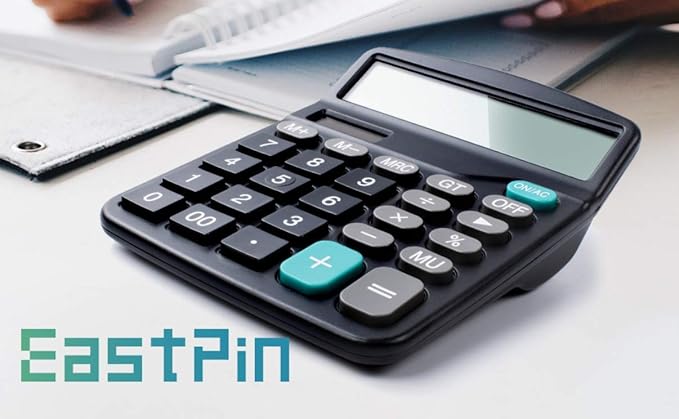 YOUHO Solar Battery Calculator, Dual Power Standard Function with Large LCD Display, Black (NO Battery) (KK-837B, 1PACK)