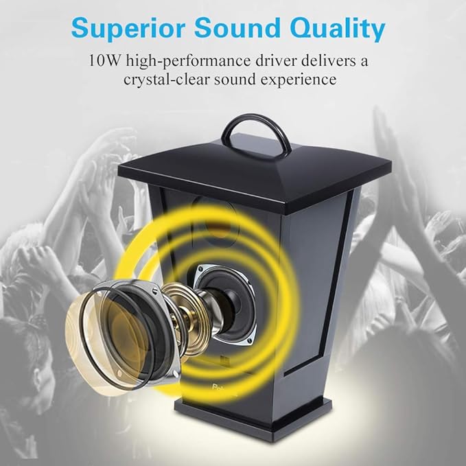 pohopa Bluetooth Speaker Waterproof, Portable Outdoor Wireless Speaker with LED Strip Lights Around, Support 2 or More Speakers 5.8Ghz Pairing Sync Shared Audio,Lantern Design Black