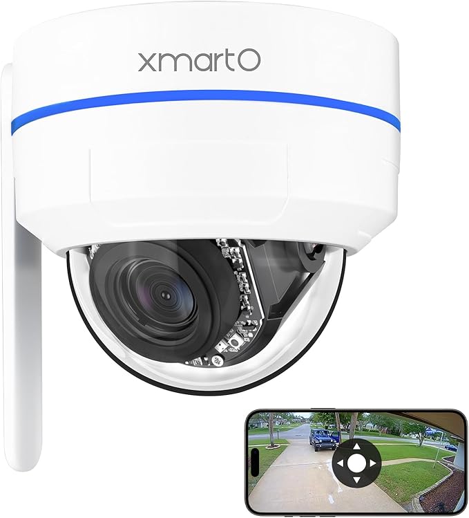 xmartO [AI Tracking Dome CAM 2K HD Metal Dome PTZ Wireless Security Camera with Automatic Tracking, 2-Way Audio and Night Vision (Standalone WiFi Camera, Works with WiFi Router Only)