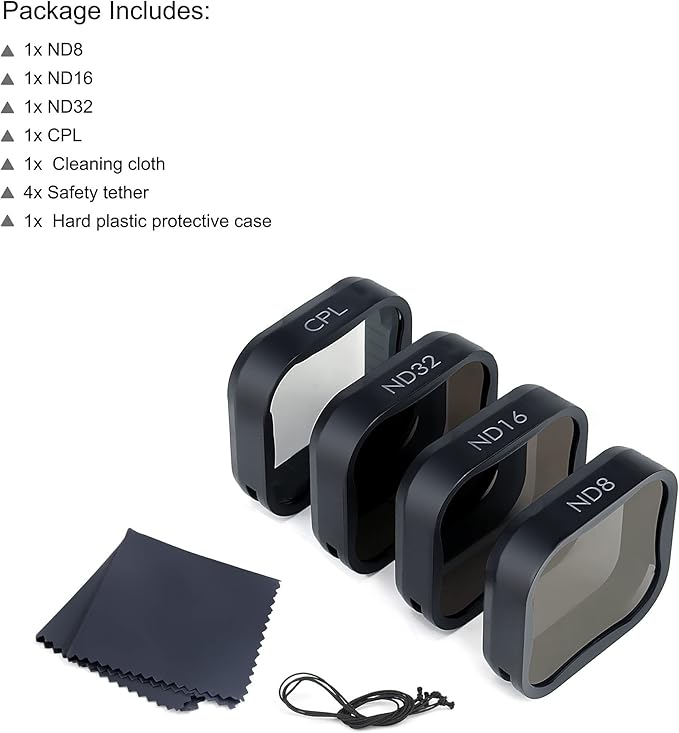 4-Pack CPL ND Filter Camera Lens ND8 ND16 ND32 - Neutral Density & Polarizing Filters Kit for Hero 5/Hero 6/Hero 7 Black, Multi-Coated Optical Glass Go Pro Polarizer Accessories