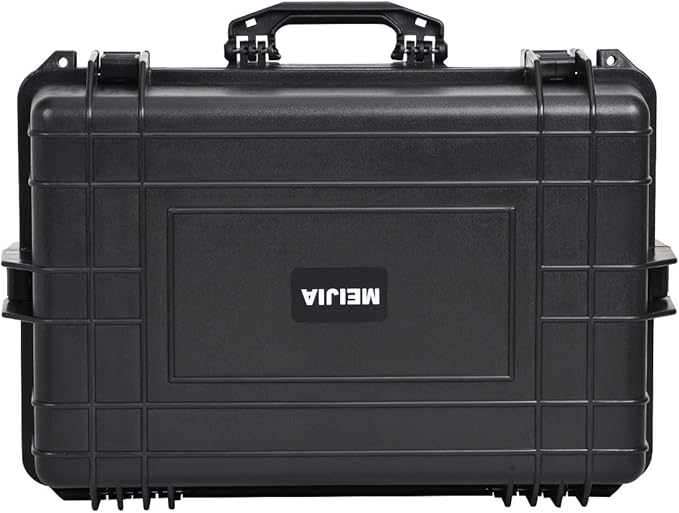 MEIJIA All Weather Waterproof Hard Camera Case,Hard Case with Customizable Fit Foam,Fit Use of Drones,Camera,Equipments,Pistols,Elegant Black (Black, 24.01"x16.92"X12.2")