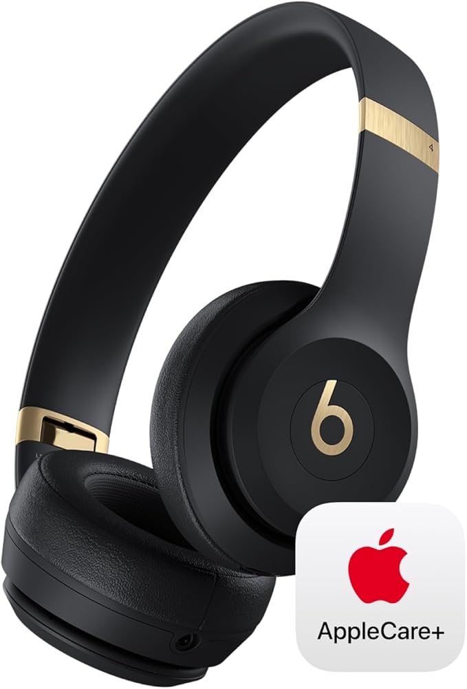 Beats Solo 4 -Wireless Bluetooth on Ear Headphones with AppleCare+ (2 Years) - Black & Gold