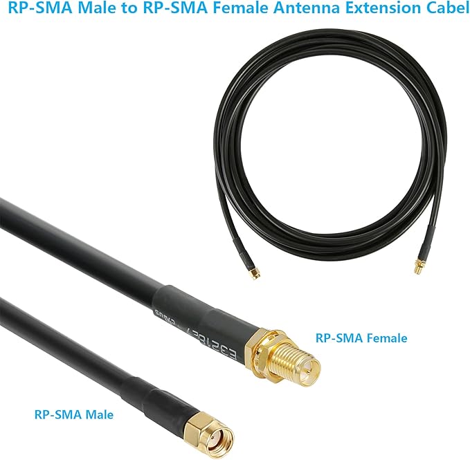 WIZACE 3 ft RP-SMA Male to RP-SMA Female S-MR240 Extension Cable (50 Ohm), Pure Copper Low-Loss Coax Jumper for WiFi Router Wireless Network Card Security IP Camera Hotspot Miner to Antenna