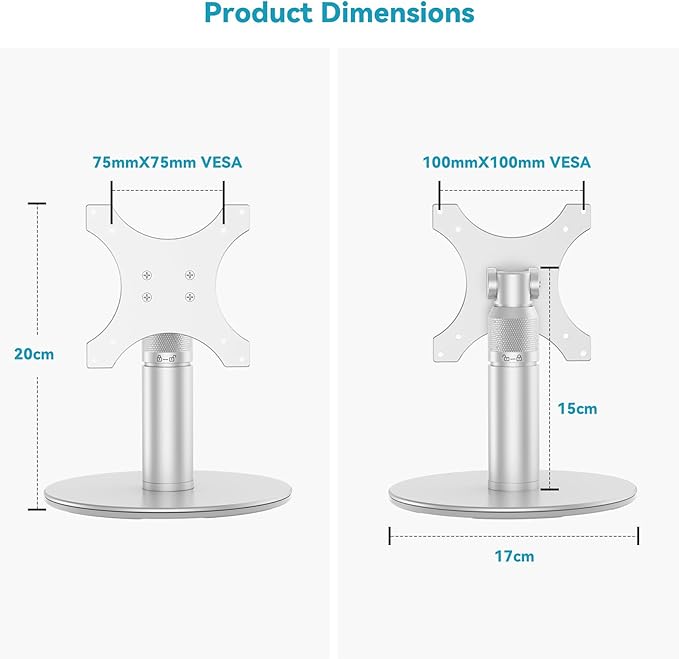Stand for Echo Show 21 and 15 (1st, 2nd Gen), Adjustable Stand, Metal Table Holder, Alexa Show 15 2nd Generation Tilt Desk Holder (Silver)