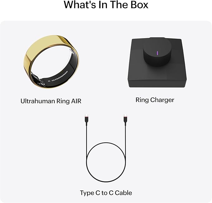 ULTRAHUMAN Ring AIR – Sleep and Fitness Tracker, Smart Ring for Men and Women, No app fee for Standard Features, Up to 6 Days Battery Life (Size 8)