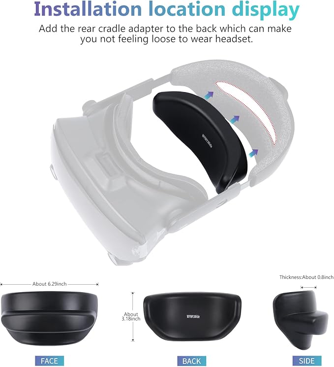 VR Headset Rear Cradle Adapter Compatible with Valve Index and HP Reverb G2 VR Headset, Soft Sponge Padding Back Sponge Pad Fit Small Head Black