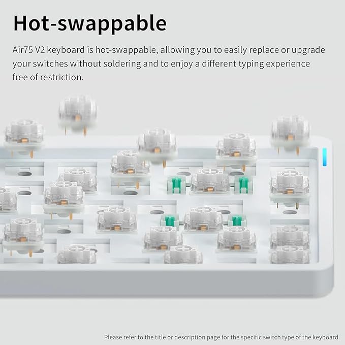 nuphy Air75 V2 Portable 75% Mechanical Keyboard,Wireless Keyboard,Supports Bluetooth/2.4G/USB-C RGB Gaming Keyboards,Compatible with Windows/Mac OS/Linux Systems Grey-Gateron Brown Switch