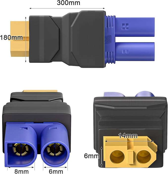 Goupchn XT60 Female to EC5 Male Connector Adapter Wireless Converter 4PCS for RC FPV Drone Car Lipo Battery Charger ESC
