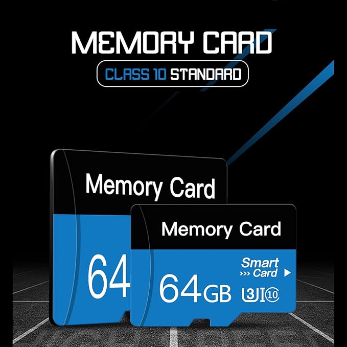 2 Pack 64 GB Micro Memory Card with Adapter, TF Memory Card Class 10, Mini Memory Card for Camera/Smartphone/Tablet/Drone (Blue 64GB*2)
