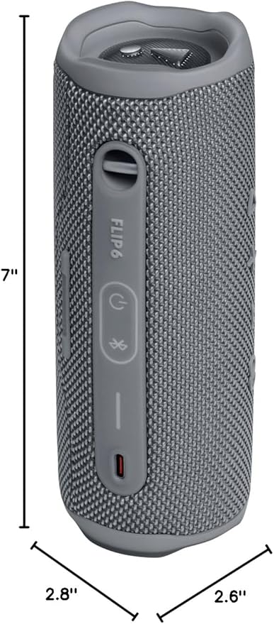 JBL Flip 6 - Portable Bluetooth Speaker, powerful sound and deep bass, IPX7 waterproof, 12 hours of playtime, JBL PartyBoost for multiple speaker pairing for home, outdoor and travel (Grey)