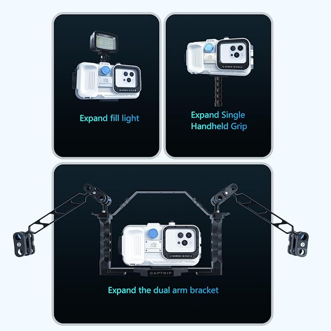 Waterproof Diving Case for iPhone 16 Pro Max/16 Plus, 131FT/40M Underwater Waterproof Photography Housing for Surfing Snorkeling Floating (M2) White