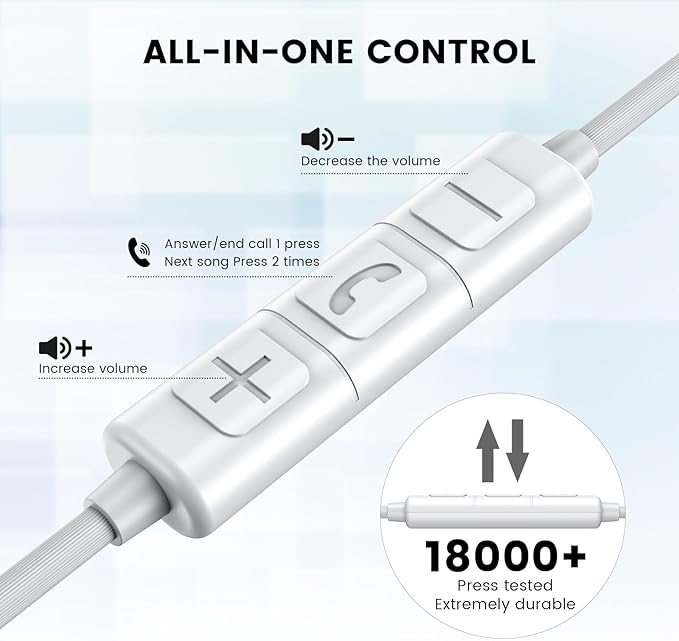 MOSWAG Wired Earbuds with Microphone, 3.5mm Jack in Ear Headphones with Microphone Suitable for Smartphones, Computers, Laptops, IPads, MP3 Players, Etc