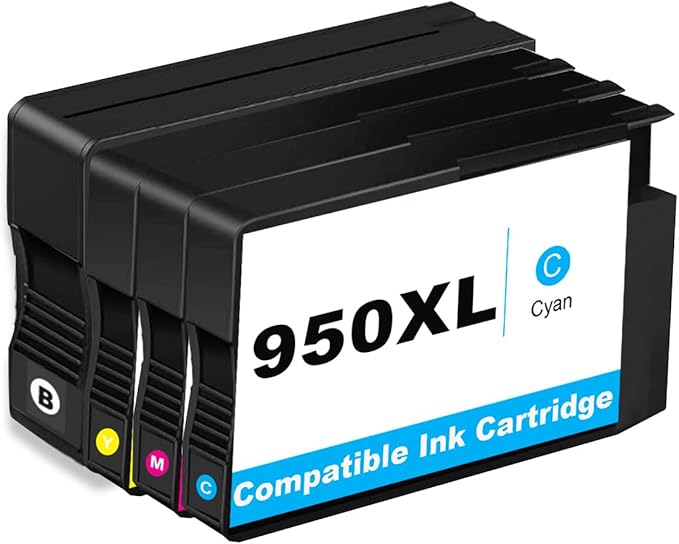 950XL 951XL Combo Compatible for 950 951 XL Ink Cartridge - High Yield 4-Pack (Black Cyan Magenta Yellow) Replacement for OfficeJet Pro 8600 8610 8615 8620 8625 8630 8640 8660 8100 8110 Printers