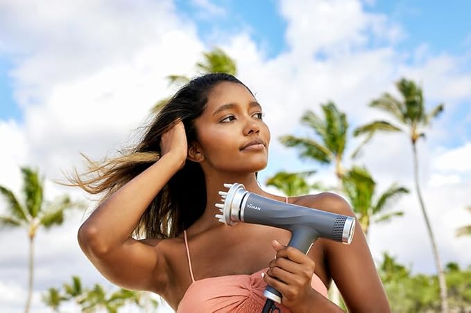 Blow Dryer with Scalp Massager, Ionic Reset Technology, Hair Dryer with Diffuser Attachment - Quiet, Lightweight, and Powerful for Women (Slate Grey)