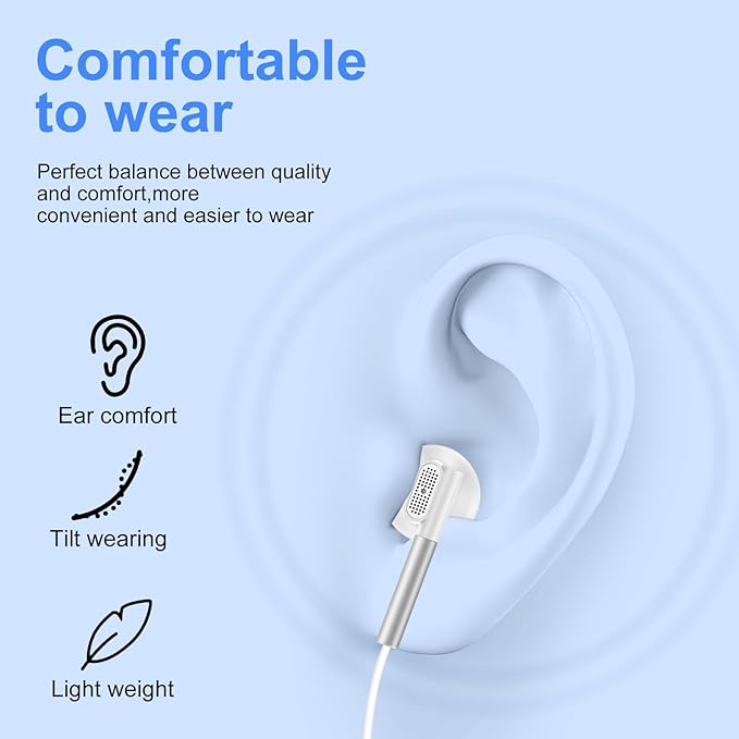 Type C Headphones Wired for iPhone 16e 17/16 Pro Max/16 Pro/16 Plus/16/15, USB C Earphones Noise Canceling Earbuds with Mic & Remote Control for Samsung Galaxy S25 Ultra S24FE S23 S22 A17 A16,Pixel 10
