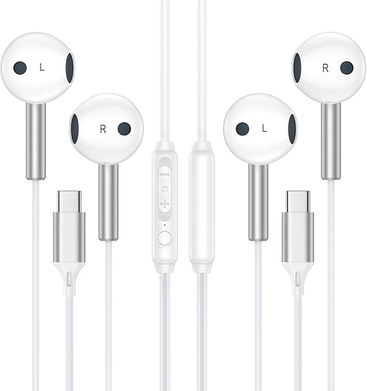 Type C Headphones Wired Earbuds Ear Buds for iPhone 17 Pro Max Air 16 Pro Max 16e 16 Plus/Pro 15 Plus/Pro USB C In-Ear Headphones Wired USBC iPhone 17 Earbuds Earphones Headsets with Microphone,2 Pack