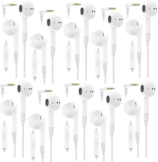 LUDOS FEROX 10 Pack Wired Earbuds in-Ear Headphones, 5 Year Warranty, Earphones with Microphone, Noise Isolation for 3.5mm Jack Ear Buds for iPhone, Samsung, Computer, Laptop, Kids, School Students