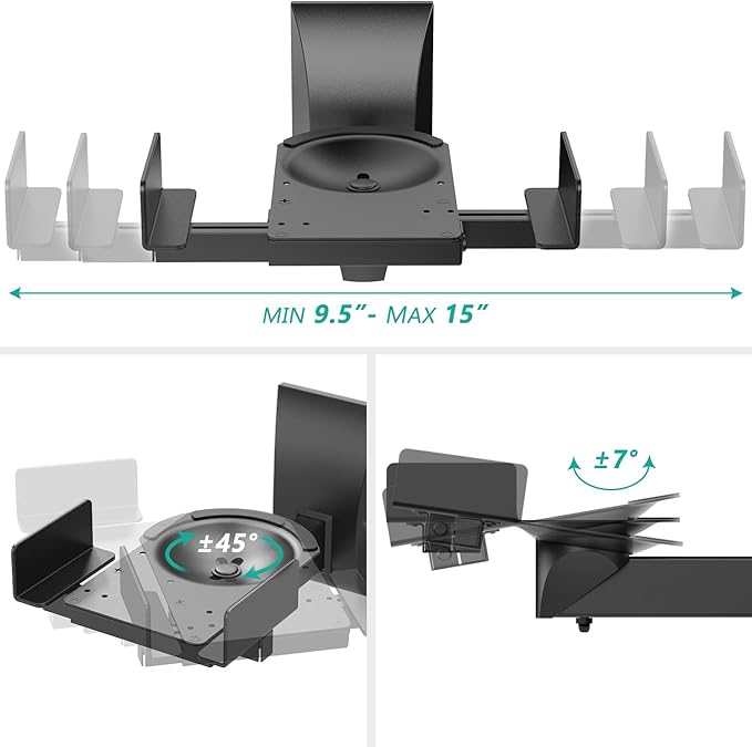 WALI Speaker Wall Mounts, Dual Side Clamping Bookshelf Mounting Bracket for Large Surrounding Sound Speakers, Hold up to 66 lbs. (SWM201XL), 1 Pair, Black