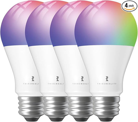 THIRDREALITY Zigbee Smart Color Bulb ZL1 4Pack,Compatible with Home Assistant(ZHA&Z2M), SmartThings,Aeotec,Homey,Hubitat or Echo Devices With Built-in Hub,A19 RGBCW Bulb,2700K-6500K Tunable,800 Lumens