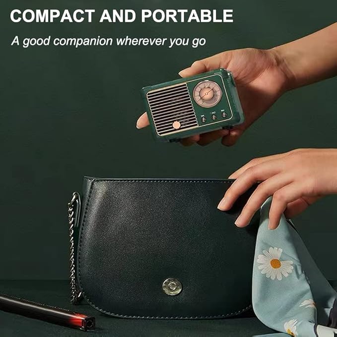 Retro Bluetooth Speaker, Portable Wireless Speaker with Crystal Clear Stereo Sound, Retro Decor for Bedroom Office Kitchen, Birthday Gifts Ideas for Women Men Teens (Green)