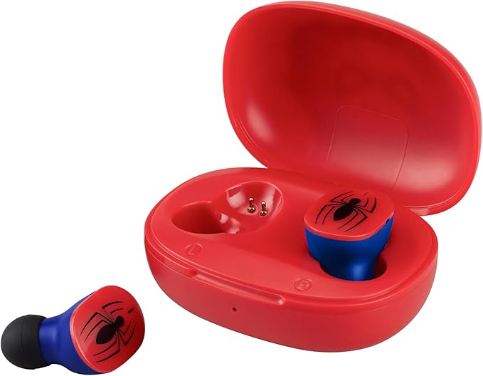 eKids Spiderman Wireless Earbuds with Microphone, Bluetooth Earbuds with Charging Case for Ear Buds, Designed for School, Home, or Travel